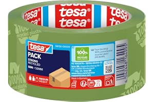 tesa tesapack STRONG RECYCLED - packtejp -grön- 66 m x 50 mm | Förpackningstejp av 100 % återvunnen plast - UV- och åldringsb
