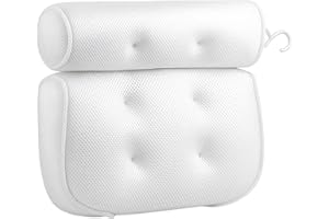 ZPSCXQ Bath Pillows for Head and Neck, Waterproof Bath Cushion with 6 Suction Cups, Soft Bathtub Pillow for Relaxing Bath, Fits Most Bathtubs (White, 35x33x5cm)