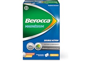Berocca® Magnesium - Bicabonate et citrate de magnésium, vitamines B6, B12 Rhodiole, Mélisse -Double action - fatigue et nervosité, mémoire et concentration - 14 sachets