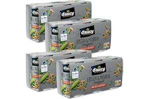 d'aucy Erbsen & Möhrchen - 100% ohne Salz und Zuckerzusatz, ohne Konservierungsstoffe, klimaneutral, 4 Pack = 12 x 110 Gramm Dose