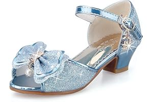 ANBIWANGLUO Girls Sequin Shoes Toddler Princess High Heel Shoes Cosplay Party Pumps Wedding Birthday Dress Shoes