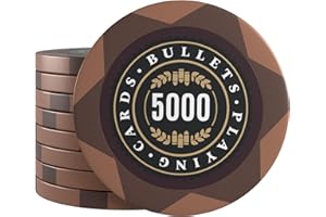 Bullets Playing Cards, 25x Clay Pokerchips Adriana für Pokerset, Verschiedene Werte, 4cm Durchmesser, Gewicht 14g (5000er)