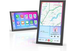 Krunia 7" Wireless Portable 60FPS Car Play Screen for Apple CarPlay & Android Auto, Portrait and Landscape Modes, Mirror Link, Bluetooth, Voice Control, GPS Navigation, Support Optional Backup Camera