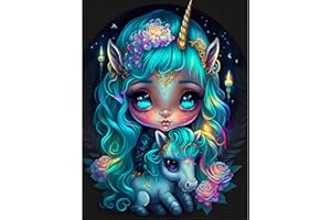 DPHERO 5D Fille Elfe Diamond Painting, DIY Dessin Animé Peinture Broderie Diamant Painting Kit Complet,Bricolage Licorne Diamant Artisanat Strass Point de Croix Painting pour Adultes Enfants 30x40 cm