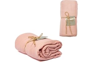 BEBICCO Couverture d'Emmaillotage/Lange bébé, Rose poudré, 120x120cm en Coton Bio (certifié GOTS) & Bambou : Douce, Légère, Respirante, Polyvalente & Facile à Entretenir - Idéale comme Cadeau