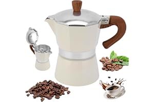 Viitech Moka Pot, 150ml 3 Cups Italian Coffee Pot Stovetop Espresso Maker Stovetop, Manual with Resistant Handle Italian Espresso Greca Coffee Maker for Cappuccino Latte Mocha
