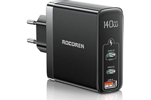‎ROCOREN Rocoren Ładowarka USB C 140 W, PD3.1, 3 porty, równoczesna szybka ładowarka, kompatybilna z MacBook Pro 16″ 2021, MacBook Air, iPad Pro, Samsung Galaxy S24+/S23, iPhone 15 Pro, Huawei