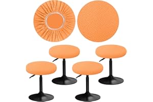 YINGAYOU Funda para Taburete Redondo 30-40cm Funda Banqueta Redonda con Jacquard, Elásticos, Suaves y Cómodos, El diseño es Sencillo y práctico (4, Naranja)