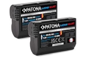 PATONA Platinum EN-EL15c Kamera Akku 2400mAh (2X) - kompatibel mit Nikon Z5 Z6 II Z7 II Z8 Zf etc.