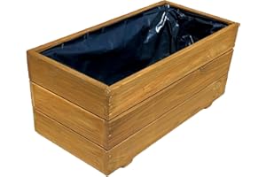 FKL DESIGN Home Deco Jardinière en Bois, Cache-Pot pour Jardin, terrasse, Caisse en Bois imprégné D26 (Chêne, 60x30x29 cm)