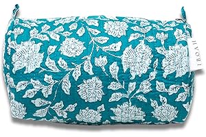 IBOAH Neceser Print de Viaje Organizador, Bolsa de Aseo, Bolso Maquillaje Impreso de algodón Acolchado para Mujeres, Hombres y recién Nacidos con Forrado Impermeable (Turquesa Flores, Mediano)