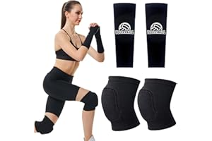 HPBAGGY Volleyball-Schutz, 1-Paar Volleyball Armstulpen + Volleyball Knieschoner, Sport Unterarm Ärmel -Handgelenkstützemit Schutzpolster und Daumenloch, Schwamm Kollision Knieschutz Knie Schoner
