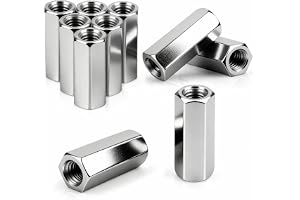 qjuwhua Långmutter M6 x 25 mm anslutningsmuttrar 10 st. gänghylsor galvaniserat stål hexagon gängade hylsor distansmuttrar fö