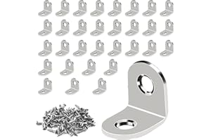 GOTRUST Łączniki kątowe małe, 20 x 20 mm, ze stali nierdzewnej, kątownik w kształcie litery L, kątownik meblowy, metalowe, kątowniki 90°, z 64 śrubami, do drewna, mebli, regałów na książki, szafy,