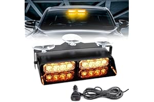 I LITTON LED Dash Emergency Beacon Light, 16 Flashing Modes 12v Amber Caution Strobe Lights 7.2inch LED High Intensity Interior Windshield Warming Strobe Light for Trucks Snowplow Tractor