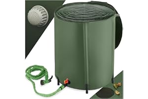 tectake® Regenwassertank für Garten und Camping, Tonne faltbar, Regentonne mit Deckel und Wasserhahn, Wassertank, Regenwassersammler, Zisterne, Regenfass mit Hahn, Wassertonne - 200 l