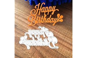 U-horizon Matrices de découpe Joyeux Anniversaire Happy Birthday, Cutting Dies Pochoir à découper en métal pour Scrapbooking, Album Photo, Carte, Papier de décoration, Cadeau