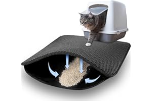 Rubessia Alfombra para Gatos, 46x60cm, Estera de Arena para Gatos, Alfombrilla Arenero Gato Impermeable, Diseño de Doble Capa en Forma de Panal, Cat Litter Mat, Alfombra de Basura, 1 unidad