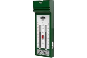 Brannan Digital Max Min Thermometer – Stylish Quickset Greenhouse Thermometer to Monitor Maximum and Minimum Temperatures in a Garden Greenhouse Indoor Room Home Growroom Easily Wall Mounted