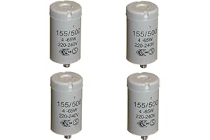 General Electric Lot de 4 starters 155/500 pour tubes fluorescents T8/T12 4 à 65 W 220 à 240 V
