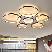 Eurotondisplay LED Deckenlampe 74 Cm – Dimmbar, Lichtfarbe Einstellbar Per Fernbedienung, 160W, Kaffeefarben