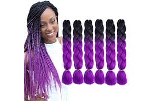 SHANGXIU Jumbo Braids Hair Ombre Braiding Hair 6 Stücke Kanekalon Haar Flechten Extensions Für Crochet Twist Flechten Haar (Nero/lila)