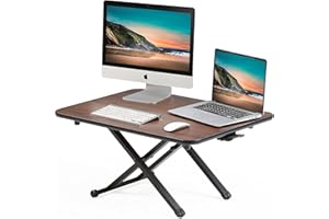 FITUEYES konwerter biurka stojącego czarny regulowany wysokość za pomocą sprężyny gazowej biurko do podwójnego monitora dł. 78,5 x szer. 52 cm SD108001DW