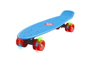 ColorBaby Evo 54340 Skateboard pour Enfant, Bleu, 56 cm, 4 Roues en PVC avec lumières colorées, Base antidérapante, Jouets de Plein air, Jeux de Plein air, Cadeau garçon et Fille
