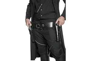 Smiffys Authentique ceinture et 2 étuis de l'ouest, Noir, avec attaches sur les jambes