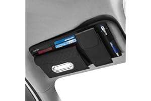 Tyasoleil Organisateur de Pare-Soleil Auto à 6 Poches Zippées - Pochette de Rangement Universelle pour Lunettes, Téléphone, Clés et CartesCompatible Voitures, SUV et Camions,Car Sun