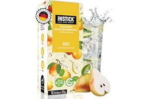 ‎INSTICK JUST ADD WATER Instick Sugar Free Instant Drink – Pear – 1 Pack for 12 x 1.5 L – Vegan, Low Calorie with Vitamin C, Flavoured, Instant Drink Powder, for Water