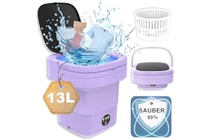 OMCCHK Portable Mini Waschmaschine Mit Schleuder - 13L Camping Waschmaschine Mini Washing Machine Faltbare, Kleine Waschmaschine Mobile Waschmaschine für Babykleidung Unterwäsche Reise(Ultra-Reinigung)