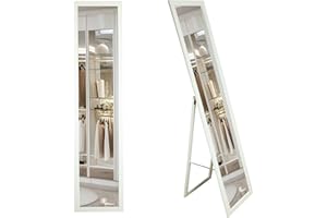 BD ART Floor Standing Full Lenght White Dressing Mirror 156 x 36 cm - Wooden Framed Free Standing Furniture for Bedroom, Dressing room, Living room
