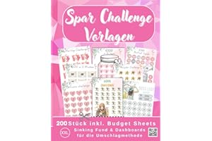 Sparchallenge Vorlagen für die Umschlagmethode: Budget Planner Zubehör Spar Challenge | Passend für Zipper Umschläge A6 zum Ausschneiden