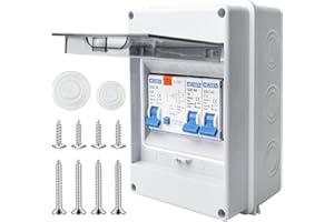 GBKDQQ Caja de fusibles de superficie IP65, distribuidor pequeño para montaje en superficie, disyuntor de 32 A, interruptor de separación CA 16 A + 160 A, caja de distribución para casa/oficina/centro