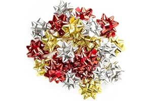 ANGIX 20 x Metallic Gift Bows Self Adhesive Decorative Beautiful Gift Wrapping Pull Bows For Christmas, New Year & Party Presents (Red, Gold & Silver)