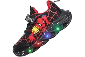 Jasmeko Baskets Lumineuses pour Enfants Garçons, Chaussures de Sport Course Dessin Animé Lumineux LED Basquet Sneaker