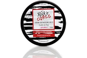 AfroRicci Rock N Curls Crema Definizione Idratante Capelli Ricci e Mossi Curls On Top 250ml, Made in Italy
