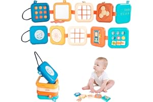 STEFUEWILL17 Busy Board Activity Cube - Montessori Busy board, Motor Skills Board on Long Airplane, Learning Gifts for Boy and Girl, Sensory Educational Developmental Essentials for 1 2 3 Year Old Kids Activities