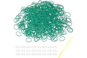 sourcing map 600 Pcs Loom Rubber Bands Kit with 25 Pcs S-Clips 1-Hook Rubber Bands Refill Bracelet Making Kits for Weaving DIY Handcrafts Gift, Dark Green