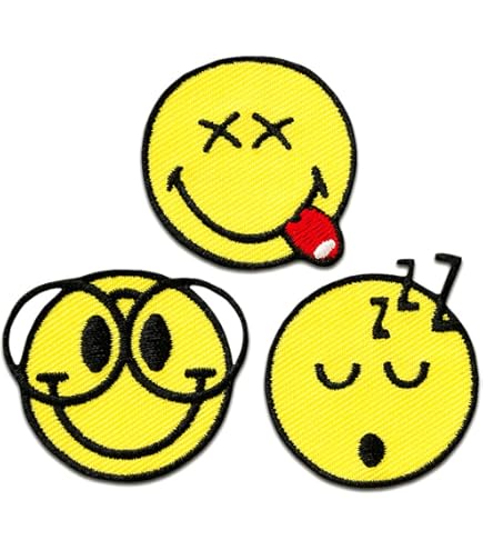 Lot De 6 écussons Brodés Thermocollants Smile Face - Kit De Couture