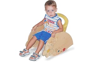 Dida - Sedia Dondolo Fiori, Sedia a Dondolo in Legno per Bambini 2 3 4 Anni, Montessori, Ideale per Cameretta Asili e Aree Gioco, Design Elegante Colorato e Sicuro