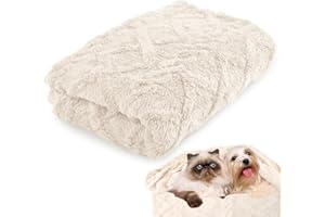Neerow Dog Blanket Washable, 100 x 150 cm Fleece Cat Blanket, Soft Fluffy Puppy Pet Blankets for Medium Small Indoor Dogs Cats Sofa Bed (Beige)