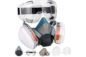 ANUNU Chemische Gesichtsschutz with Filter and Brille für Lackieren, Staub, Epoxidharz, Farbe