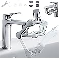 Butalso Swivel Sink Faucet Extender with 3 Axis Rotation, 3 Way Foldable Splash Filter Faucet Aerator, Kitchen/Bathroom Sink Adapter Sprayer Attachment for Gargle, Eyewash and Rinse