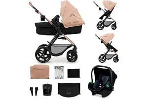 Kinderkraft MOOV 2 barnvagnar 3-i-1 barnvagnsset upp till 22 kg med barnstol I-SIZE 40–75 cm, buggy funktion, justerbar ligga