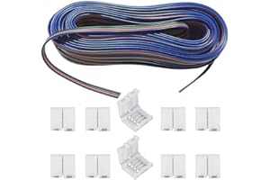 LITAELEK 20m RGB Verlängerungskabel 4 polig LED Streifen Verbindungskabel LED Strip Extension DC 12V Kabel LED Stripe Verbinder Anschlusskabel für RGB 5050 3528 2835 LED Strip LED Band, usw.