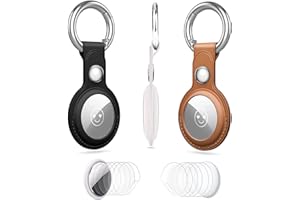 EMHTHME 3 Piezas Llaveros AirTag Funda Protectora, Funda Airtag Cuero para AirTag Rastreador Bluetooth, Puede Proteger el localizador AIRTAG, prevenir arañazos, para Bolsos, Mochilas y Mascotas