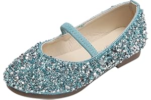 Rumity Mädchen Mary Jane Halbschuhe Prinzessin Paillette Ballerina mit Perlen Riemchen Klettverschluss Festliche Glitzer Schuhe Rot & Silber Mädchen Glitter Prinzessin