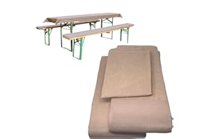 ‎JEMIDI JEMIDI Bierbankauflagen Set 3-teilig - 70x240cm - Sitzkissen und Tischdecke für 50er Bierzeltgarnitur - Bierbank Auflagen Set - Beige